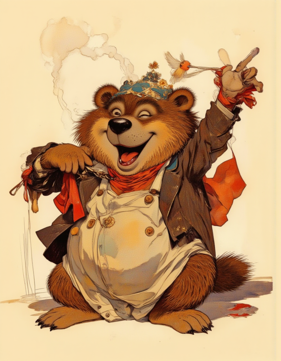 jojo pose, <lora:bear:1>, cartoon of funny bear