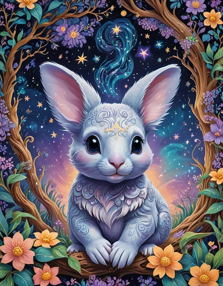 novuschroma66 style swirl patterns bunny koala on a branch with flowers, stars <lora:FaeTastic Details:1> <lora:sdxl_lightning_8step_lora:1> <lora:novuschroma66 style:1>