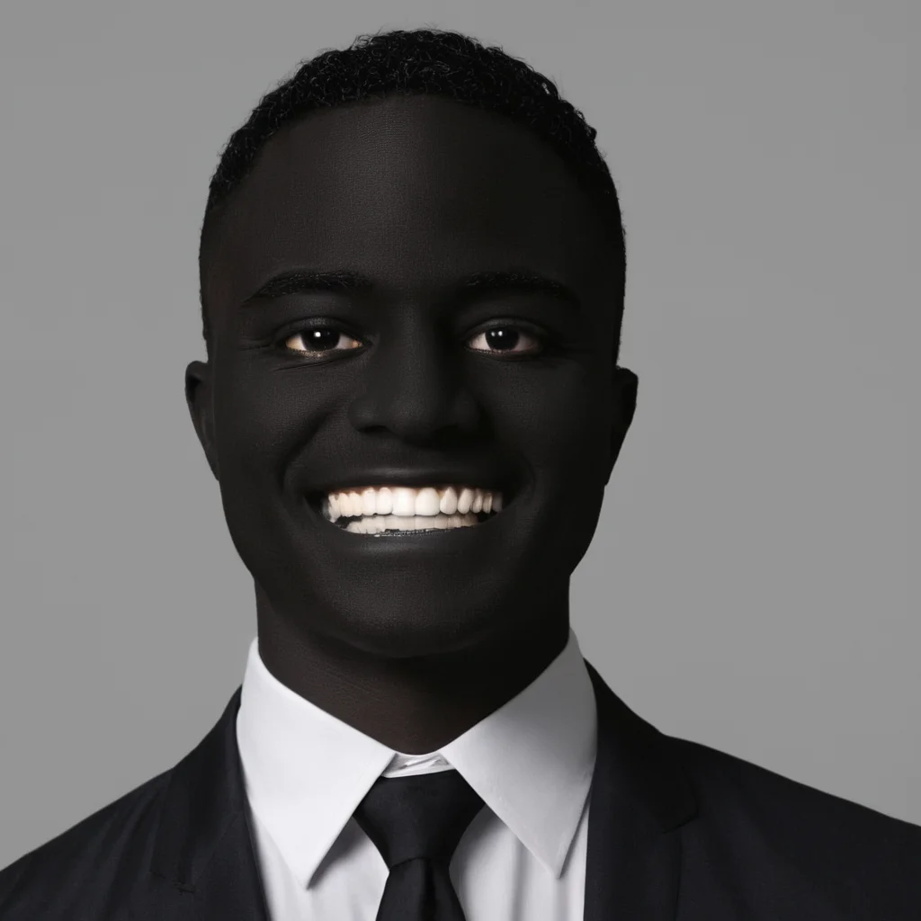UHD, 4k, ultra detailed, cinematic, a photograph of <lora:vantablack style:1>
a man in a suit and tie with a black face,solo,looking at viewer,smile,simple background,shirt,1boy,jacket,white shirt,upper body,male focus,necktie,teeth,collared shirt,grin,formal,suit,black necktie,black skin,horror (theme) , vantablack style, super-black coating style, dark coating style
<lora:Low-key lighting Style:1>, epic, beautiful lighting, inpsiring