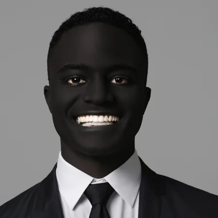UHD, 4k, ultra detailed, cinematic, a photograph of  <lora:vantablack style:1>
a man in a suit and tie with a black face,solo,looking at viewer,smile,simple background,shirt,1boy,jacket,white shirt,upper body,male focus,necktie,teeth,collared shirt,grin,formal,suit,black necktie,black skin,horror (theme) , vantablack style, super-black coating style, dark coating style
 <lora:Low-key lighting Style:1>, epic, beautiful lighting, inpsiring