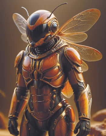 Troop of brown insects covered golden honey cream and organic armor. ultra detailed,volumetric ligth detailed,mist photorealistic concept sense of scale and awe,dvr-honey <lora:HoneyStyleV2:0.8>,<lora:add-detail-xl:1.6>,ivorygold <lora:Ivory__Gold:0.7>,by diegocr,LuxTechAI <lora:LuxTechAIv2p:0.6>,<lora:nijiarmor_v2:0.5>,exoskel <lora:Exoskeletal_Echos:0.4>
