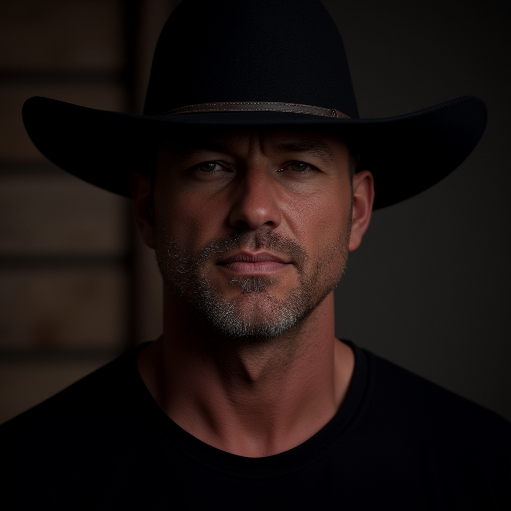 Hyperrealistic art of  <lora:skin texture style v5:1>
Arthur Morgan a man wearing a cowboy hat and a black shirt, perfect skin, detailed skin pore, realism style, perfect image, perfect body, perfect anatomy, sharp image, detailed image, high quality photography, skin texture style, solo, short hair, shirt, hat, closed mouth, blurry, black shirt, black headwear, blurry background, facial hair, night, portrait, Extremely high-resolution details, photographic, realism pushed to extreme, fine texture, incredibly lifelike