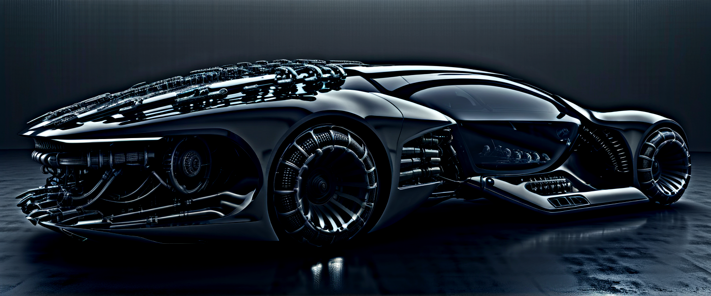 biomechanical cyberpunk c_car,concept ,futuristic, (front view:1.15), minimalism, ultrawide, masterpice, 8k, biomechanical elemnts, (by h.r. giger:0.5),, . cybernetics, human-machine fusion, dystopian, organic meets artificial, dark, intricate, highly detailed