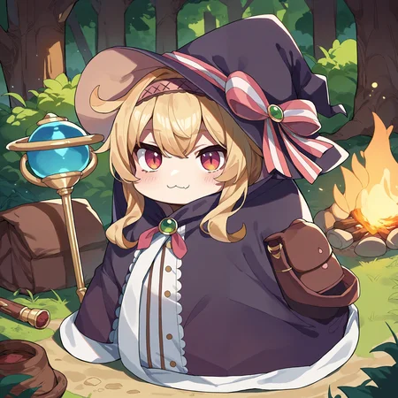 score_9, score_8_up, score_7_up, source_anime,
1girl, comfyblanket, chibi, blanket, smug, cat mouth,
nobeta \(main\), witch, staff, nature, outdoors, sunshine, campfire
<lora:concept_comfyblanket-pony-rls:1> <lora:char_nobeta-pony-rls:1>