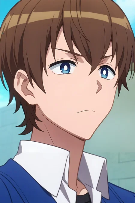 score_9, score_8_up, score_7_up, , rating_safe, , anime screencap, anime coloring, , , depth of field, 1boy, solo, male focus, <lora:masato_oosuki_pony:0.78>, masato_oosuki, brown hair, blue eyes, short hair, bangs, hair between eyes, bright pupils, white pupils, , , <lora:sdxl_lightning_8step_lora:1>