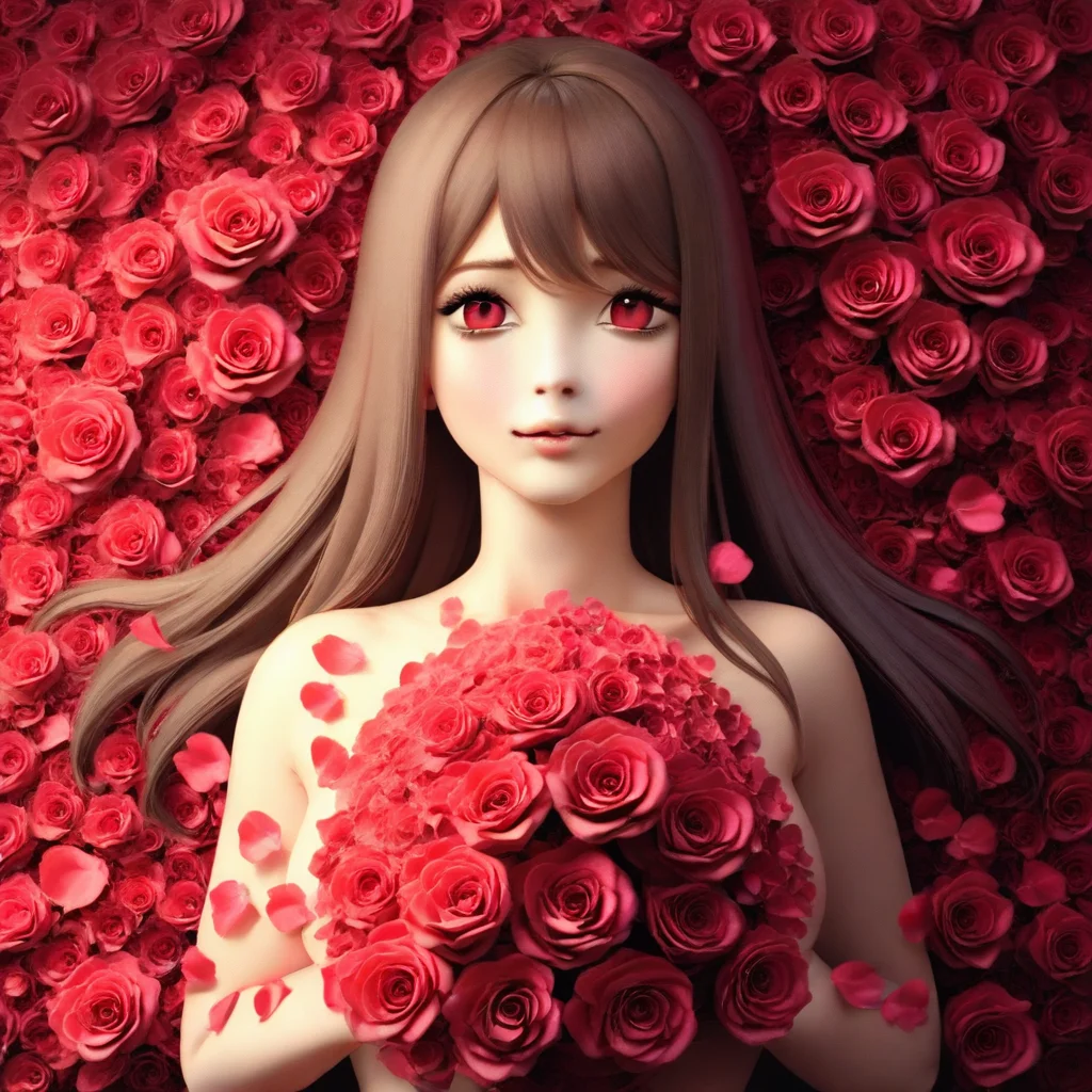 A Llama made entirely of rose petals