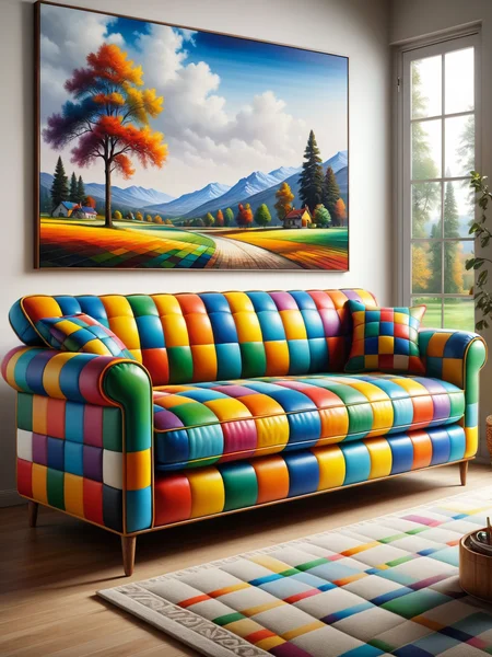 mad_colorful_checkers sofa, painting of a landscape, living room  <lora:Colorful_Checker_SDXL:0.8>, (masterpiece:1.2), best quality