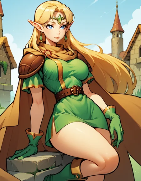 score_9, score_8_up, score_7_up,score_6_up, score_5_up, score_4_up ,
1girl, solo,
large breasts,
luciadg,
long hair, blue eyes, blonde hair, pointy ears,
armor, circlet, pauldrons, cape, jewelry, green footwear, green gloves, belt, short dress, green dress,
<lora:Lucia Elf DnD PXL v01-000003:1>