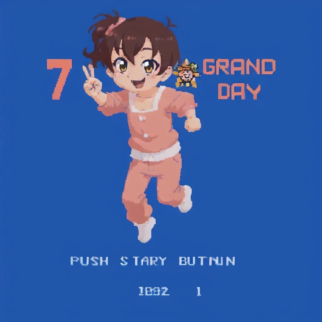score_9, score_8_up, score_7_up, score_6_up, score_5_up, score_4_up, masterpiece, best quality
BREAK
1girl, Shiraishi Nana, brown hair, yellow eyes, smiling, happy, looking at viewer, young, petite, flat chested, pink and white pajamas
BREAK
7granddad, blue background, english text
