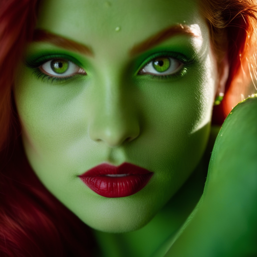 cinematic film still of  <lora:Poison Ivy:1.2>
Poison Ivy  a picture of a naked nipples red hair woman with green skin and green eyes, shallow depth of field, vignette, highly detailed, high budget, bokeh, cinemascope, moody, epic, gorgeous, film grain, grainy