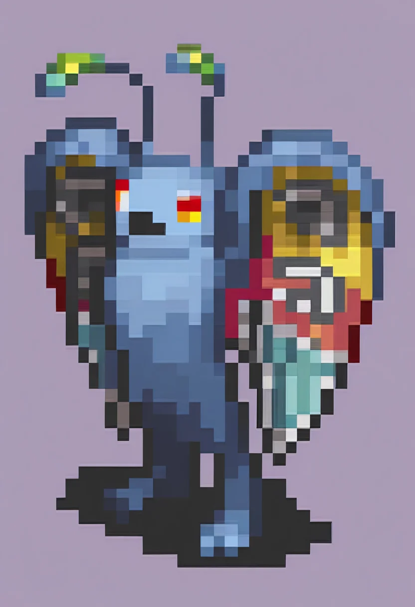 masterpiece, best quality, solo, <lora:FEGBA-Sprites-illus_Fp:1>, simple background, pixel art, full body, <lora:Mothman-illus_Fp:1>, mothman, pokemon \(creature\), no humans, wings, antennae, open mouth, standing,