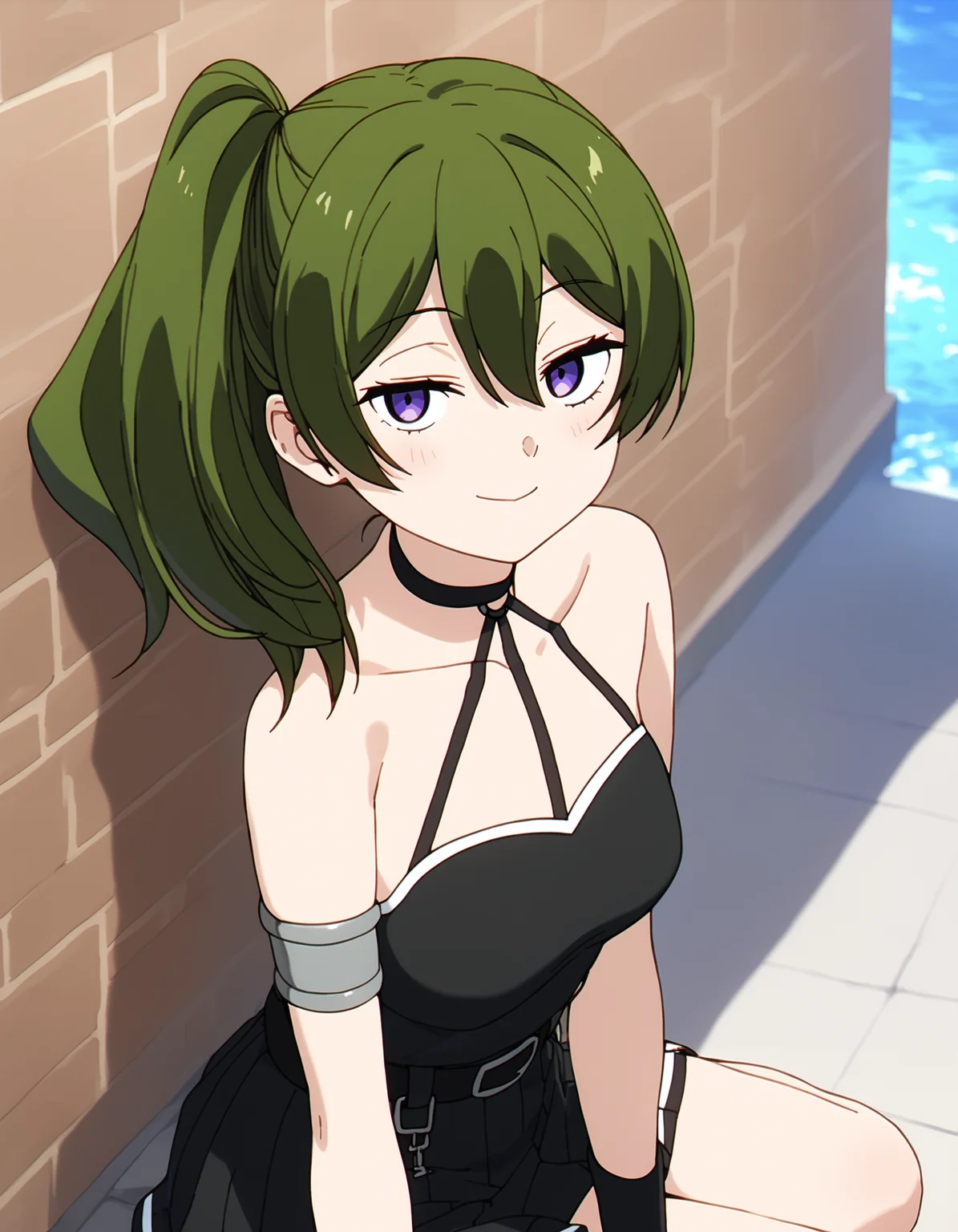 score_9, score_8_up, score_7_up
BREAK
ubel_olis, 1girl, solo, side ponytail, medium hair, green hair, purple eyes, o-ring choker, halterneck, black dress, small breasts, armlet, arm strap, single elbow glove, black belt, pleated skirt, suspenders hanging
BREAK
looking at viewer, smile
BREAK
outdoors
<lora:Ubel_SousouNoFrieren_v1:1>
