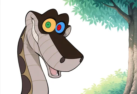 solo, kaa_jb, blank background, outdoors, looking at viewer, tree, heterochromia