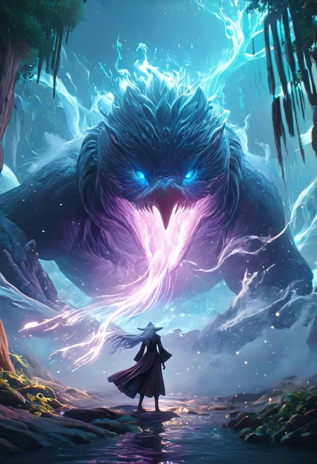 Dave the Duck facing giant alien monsters, whimsical fantasy scene, Gandalf the Grey battling Voldemort in the background, pure magic flowing through the air, vibrant colors, dreamlike atmosphere, digital art, art by Yuumei and Ross Tran, 8k resolution, concept art with a focus on environmentalism and femininity, characters in action, pastel colors, detailed and imaginative composition.
concept-art, fantasy, epic, majestic, magical, dreamy, perspective, light and shadow, moody, epic,
beautiful, painterly, aesthetic, textural, vivid, vibrant, intricate details, highly detailed, ultra-detailed, absurdres,
novuschroma53 style, DonMM4g1cXL, aid291, bosstyle