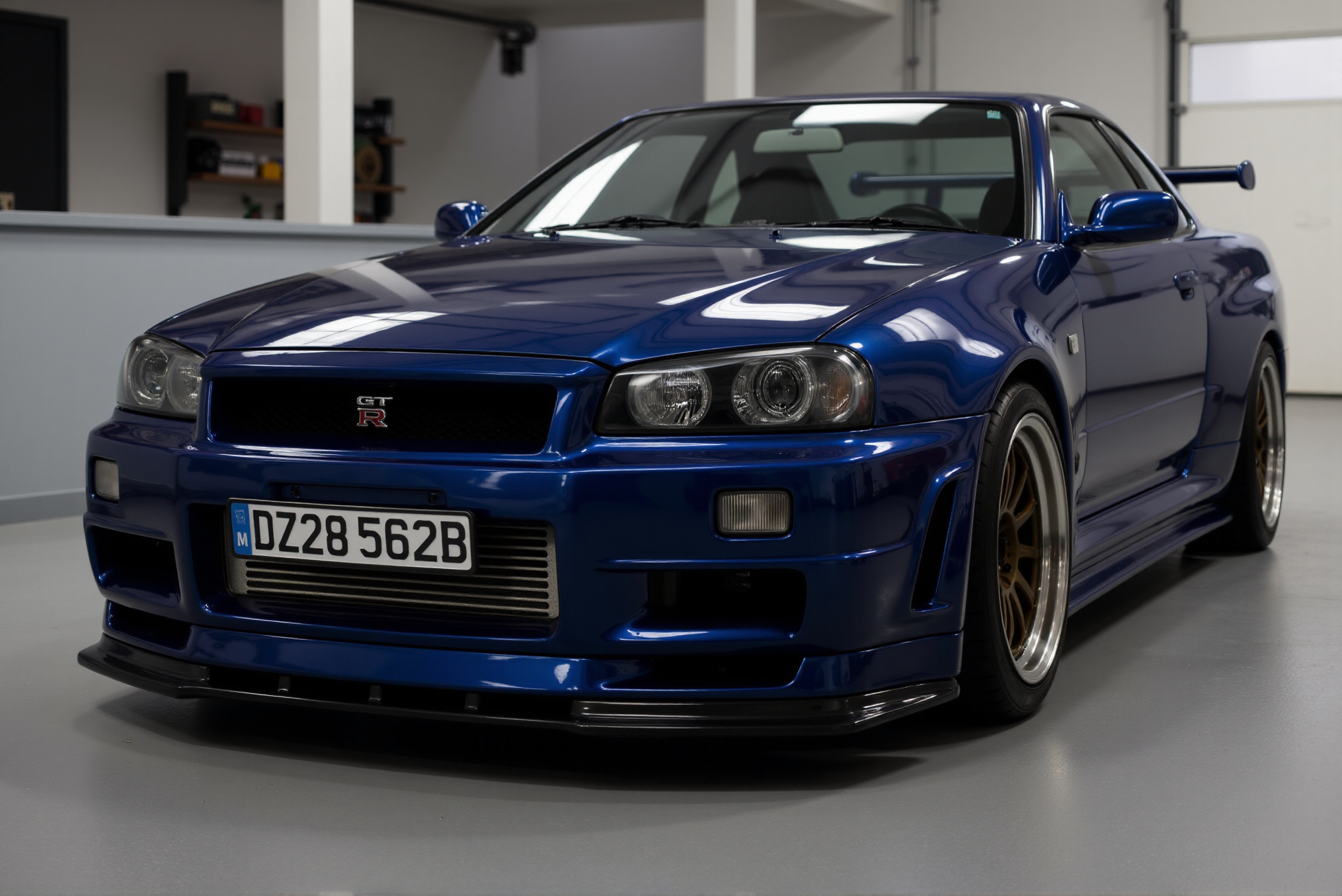 <lora:Nissan_Skyline_GT-R_R34:0.8> Nissan Skyline GT-R R34 from '90.
Ultra-detailed. (Extremely shiny and reflective high gloss finish with bright glints:1.2).