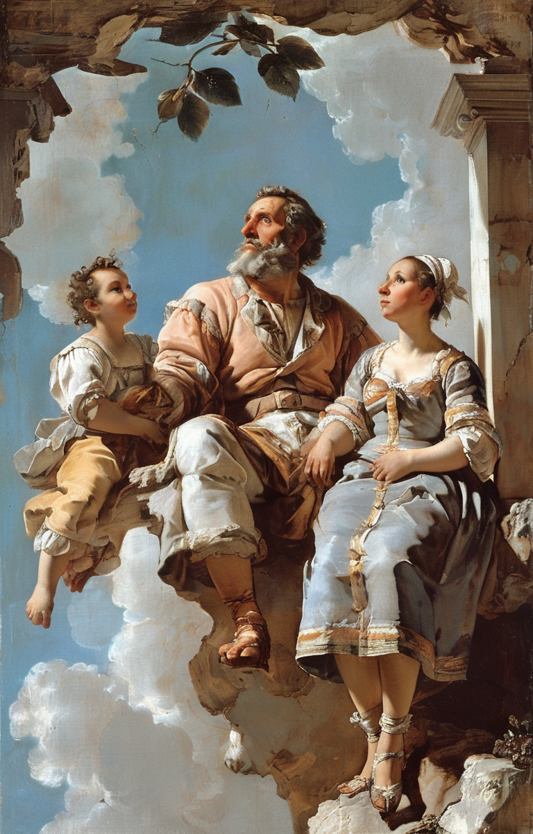 masterpiece,best quality,<lora:tbh352-sdxl:0.75>,illustration,style of Giovanni Battista Tiepolo portrait of family