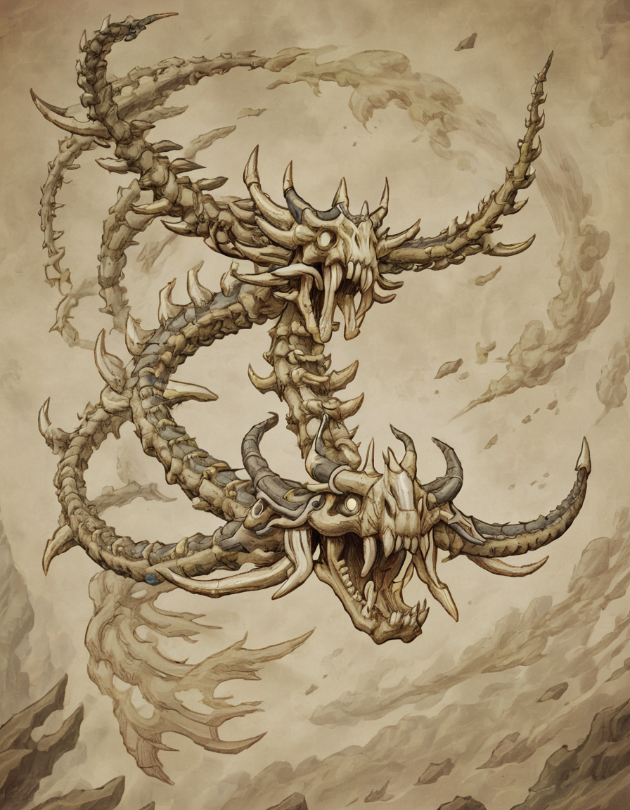 <lora:rtl1:1>rtl1 flying bone serpent