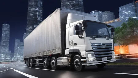 masterpiece,(bestquality),highlydetailed,ultra-detailed,illustration,(driving:1.5),Japanese truck,(nightime),cityscape,Expressway,vehicle_focus,<lora:add-detail-xl:1>,<lora:Japanese_truck_2025.1.1:1>,