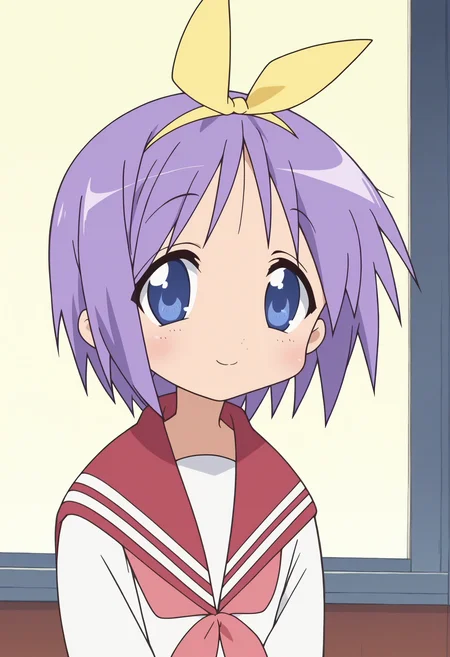 score_9, score_8_up, score_7_up, score_6_up, score_5_up, score_4_up , anime coloring ,BREAK source_anime, anime,screencap,
1girl, solo, lstsukasa, school uniform, school shirt, yellow hair bow, sailor collar, <lora:PonyXL LS Tsukasa V2:1>
indoors, standing, upper body,
smile, looking at viewer,