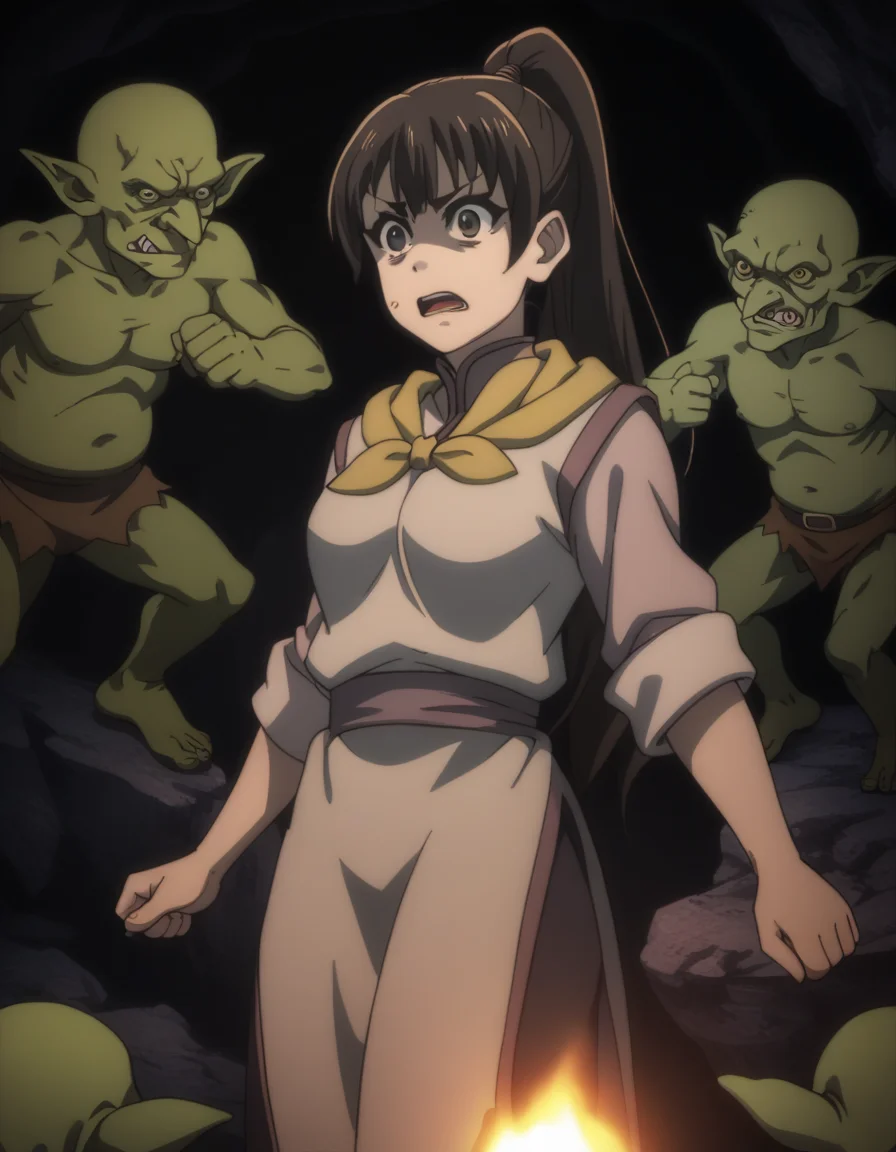 score_9, score_8_up, score_7_up, <lora:fighter-gs-ponyxl-000015:1> gsfghtr, multicolored robe, neckerchief,
1girl, frown, open mouth, goblin, cave, dim lighting