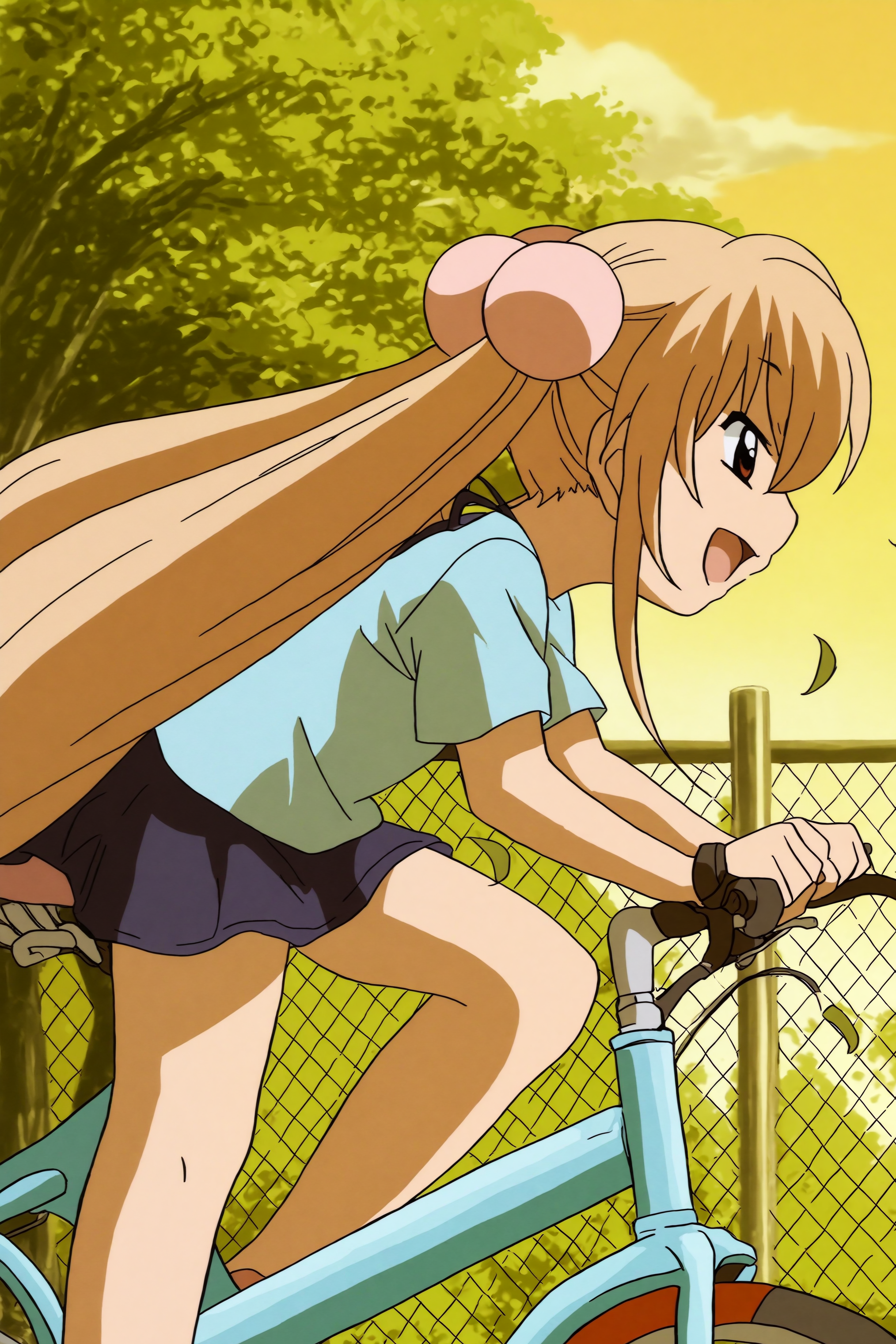 masterpiece, ultra detailed background, 1girl, Kokonoe Rin, happy, riding bicycle,  <lora:Kodomo_no_Jikan-Kokonoe_Rin-Illustrious_XL adafactor:0.8>