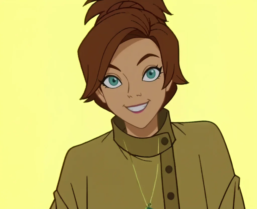 score_9, score_8_up, score_7_up, score_6_up, score_5_up, score_4_up, anime screencap, anime coloring, source_cartoon, <lora:Anastasia_Full-000007:1> ,hobo1, brown hair, aqua eyes, robe, buttons, short hair, ponytail, necklace, belt
smile, looking at viewer, portrait