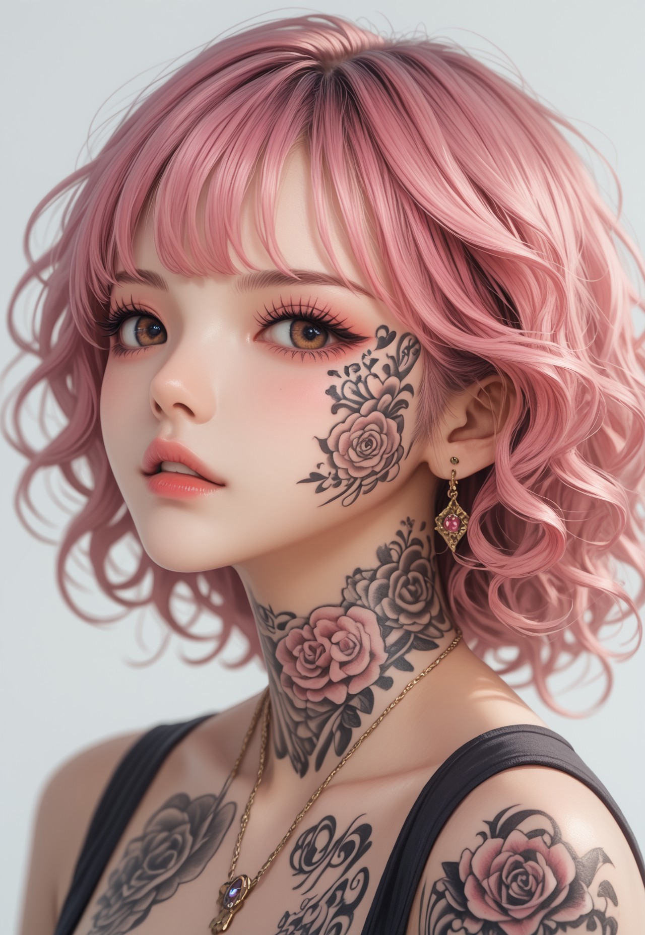 (((score_9, score_8_up, score_7_up))), (((Expressiveh,  highly detailed, masterpiece, perfect, detailed, hd, )))
,
((( Karamb, face tattoo, tattoo, pink hair, )))
,
((( 1girl, solo))
,
((( )))
,
((( portrait ))) 
,
((( best view )))
,
((( )))
,
((( )))
,
( )