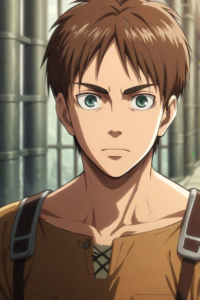 score_9, score_8_up, score_7_up, score_6_up, score_5_up, score_4_up, BREAK source_anime, 1boy, solo, male focus, , <lora:Eren_Yeager_PonyXL:0.92>, eren_yeager, brown hair, green eyes, , science fiction time travel, <lora:sdxl_lightning_8step_lora:1>
