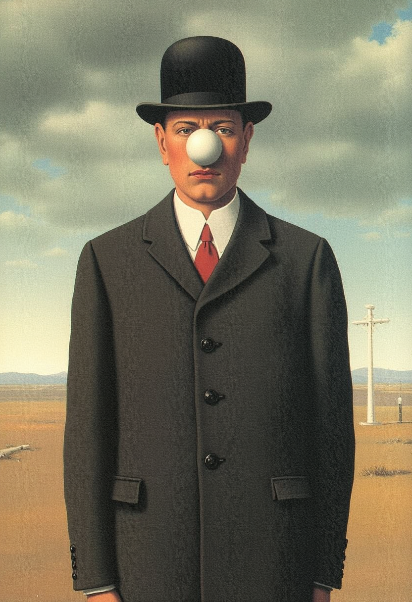 yfg-magritte Strange detailed painting with the thema.
