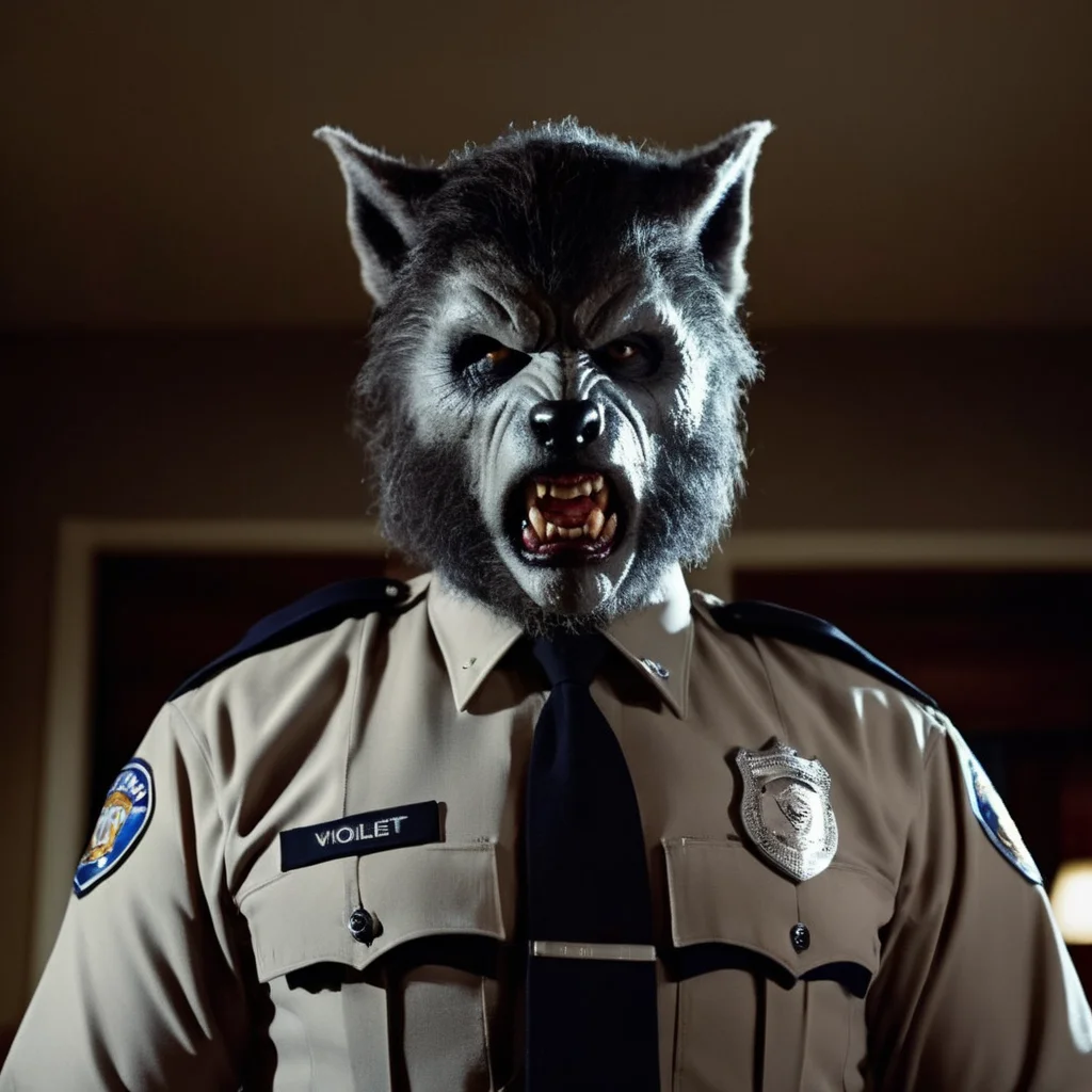 cinematic film still of  <lora:Werewolf style:1.2>
wide angle of a policeman dressed as a werewolf in a dark room Werewolf Style, shallow depth of field, vignette, highly detailed, high budget, bokeh, cinemascope, moody, epic, gorgeous, film grain, grainy