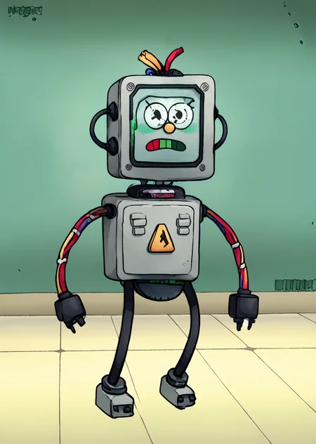 score_9, score_8_up, score_7_up, score_6_up, <lora:Regular_Show_Style:0.8>, regularshow, Detailed Background, BREAK
<lora:Electracey:0.8>, robot, 1girl, solo, bedroom, parody style