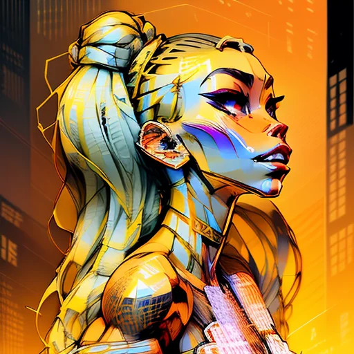 figurativism of full body portrait of a supple, rawboned, Thirsty Republican woman, opulent, angry, with blond braids wearing hair ornament , digital art, trending on artstation, highly detailed, fine detail, intricate, outrun, vaporware