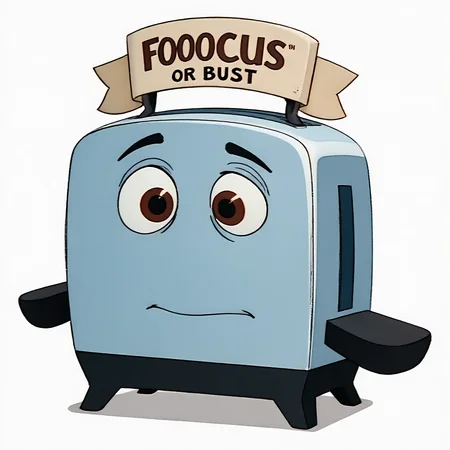 brav3toa$ter brave little toaster with a horizontal banner above that says "FOOOCUS or BUST!"