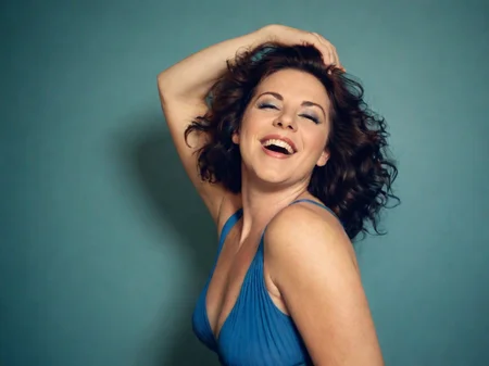 centrefold photo from the side, dancing, hairy armpits, 41 year old, wearing blue, symmetrical breasts, plump lips, 1970s, vintage, sexually suggestive photo of a woman, styled hair, (smelling:1.2 ), eye shadow,
soft lighting, high quality, film grain, Fujifilm XT3 , armpit_tickling, laughing, hairy armpits <lora:Armpit_Tickles_XL:0.7>