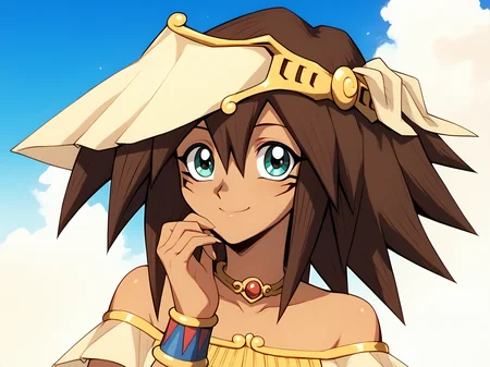 Mana, 1girl, dark skin, score_8_up,  score_7_up, brown hair, light smile, Egypt <lora:ManaSDXLPony-8-8-c-Test:0.9>