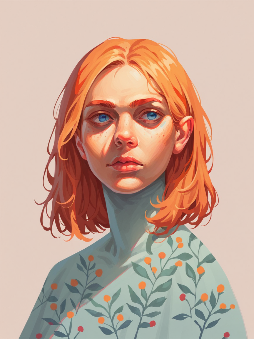 score_9, score_8_up, score_7_up, score_6_up, r1s0, solo, simple background, portrait, 1girl, ginger hair, blue eyes <lora:r1s0XLP:0.9>
