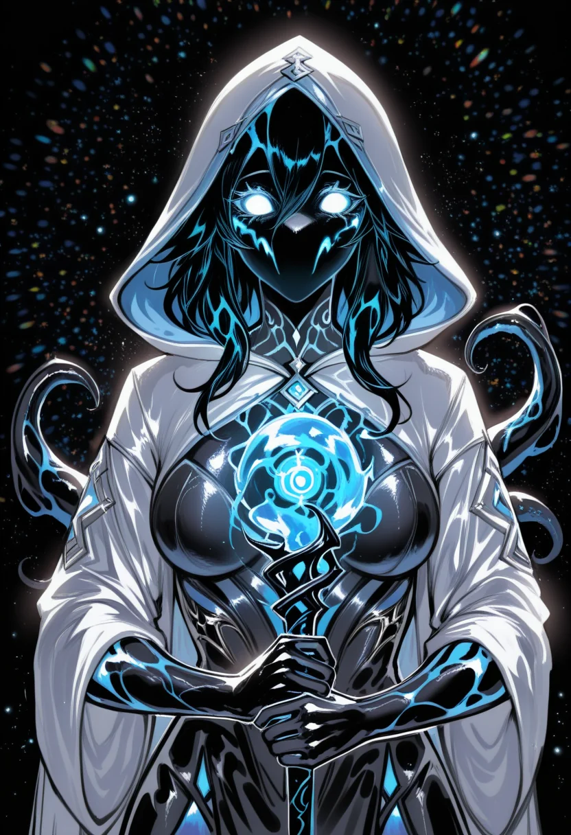 remsrar, yourfreakyneighbourh, teranen,
(very awa, masterpiece, best quality:1.2), general, lineart:1.2, genshin impact,
solo, 1girl, monster girl, Octopus girl, animal head, portrait, medium breasts, hooded robe, dress, holding weapon, staff, casting spell, hydrokinesis, symbiote, BREAK
iridescent:1.2, 1r1d3sc3nc3,chromatic abberation, light particles, black background, (shiny, abstract:0.7), underlighting:1.2,
<lora:NOOB_vp1_detailer_by_volnovik_v1:0.7> <lora:1r1d3sc3nc3XL:0.6> <lora:spo_sdxl_10ep_4k-data_lora_webui:1>