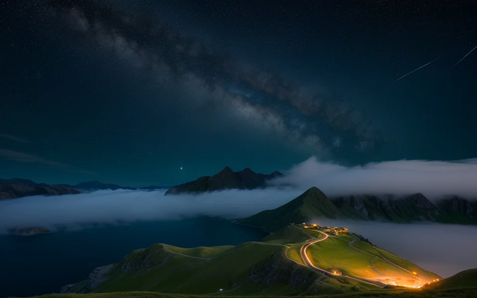 (masterpiece, high quality, highres,Highest picture quality), (Master's work),
detailed background, masterpiece, best quality, scenery, mountains,starry sky, night, night sky,star, Milky Way,(fog:0.9), silence nature,moonlight, ocean,
<lora:epiNoiseoffset_v2:1>, <lora:mochaBeautifulSky_v10:0.6>