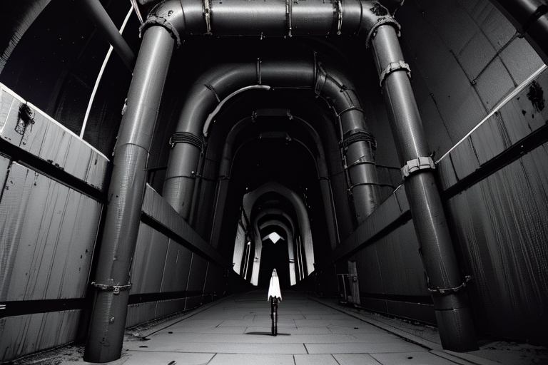 highly insanely detailed, masterpiece, top quality, best quality, highres, 4k, 8k, RAW photo, (very aesthetic, beautiful and aesthetic),  
tsutomu nihei,nihei_tsutomu,blame!,blame gakuen!,abara,TNstyle,sidonia_no_kishi,(mausoleum,giant room,space,spacecraft,tunnel,stairs,hangar,deep horizon,megastructure in background),clouds,star \(sky\),starry sky,buildings,air conditioner,foggy,tentacles,dome,bones,drainpipe, 
<lora:blamev2:0.6>, 
(1girl:1.3), 
solo focus, 
navy background,âââ