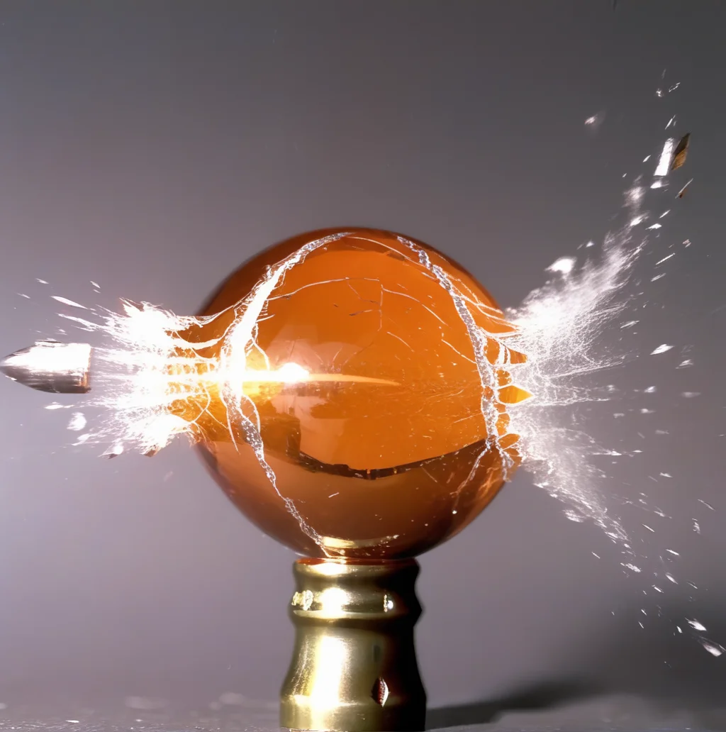 motioshot a crystal ball bullet-pierced, exploding crystal ball high-speed photography <lora:motioshot:1>