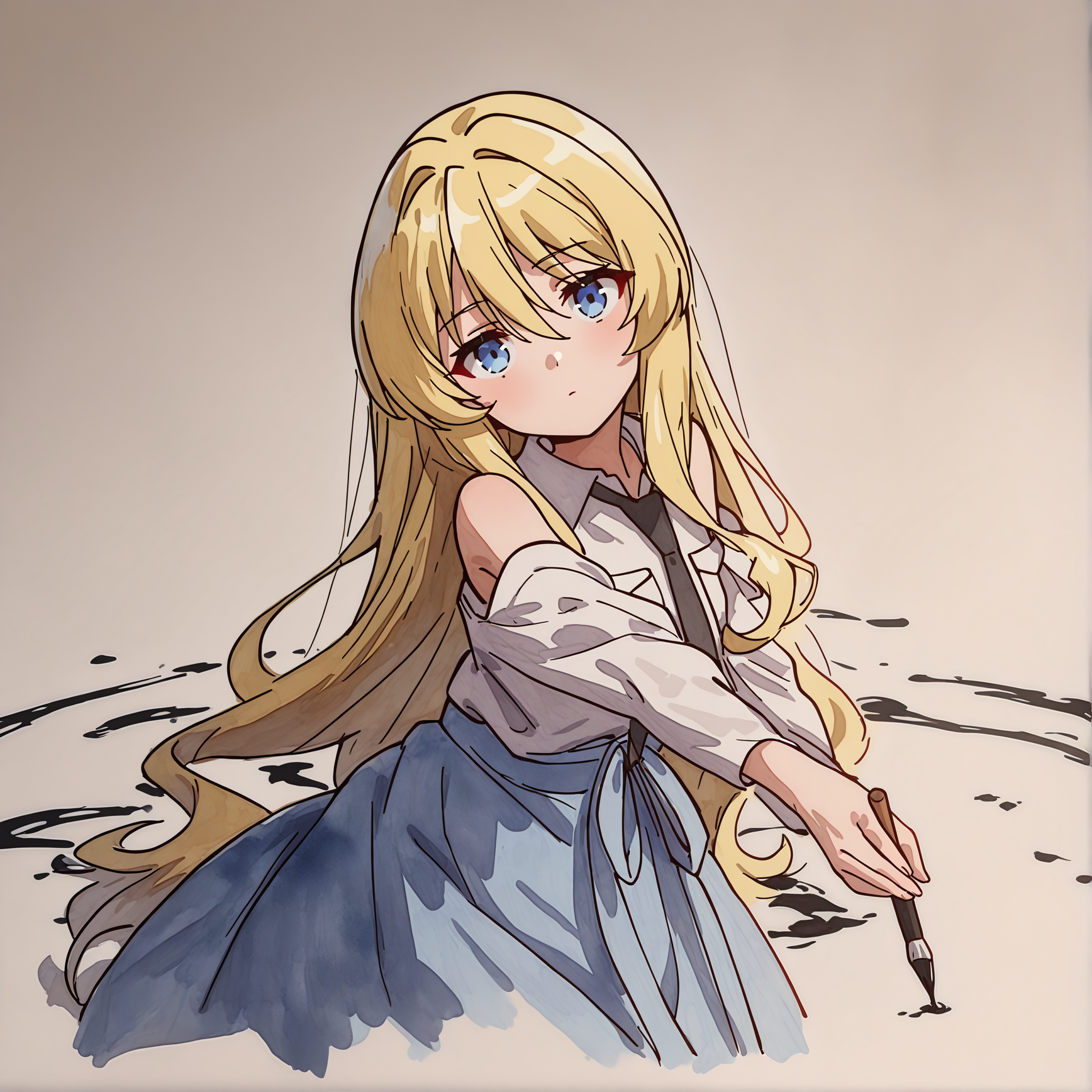 newest,absurdres,masterpiece,highres,<lora:noobai_ep11_stabilizer_v0.138_fp16:1>,<lora:alisa:0.9>,alice kisaragi,blonde hair,(((ink))), ((watercolor)),