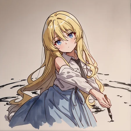 newest,absurdres,masterpiece,highres,<lora:noobai_ep11_stabilizer_v0.138_fp16:1>,<lora:alisa:0.9>,alice kisaragi,blonde hair,(((ink))), ((watercolor)),