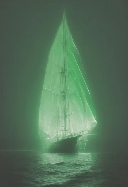 mysterious, a ghostly ship sailing through a foggy night, spectral crew members visible on deck, eerie green glow emanating from the ship, haunting and atmospheric
<lora:xray:1>
<lora:WildcardX-XL-Detail-Enhancer:1>