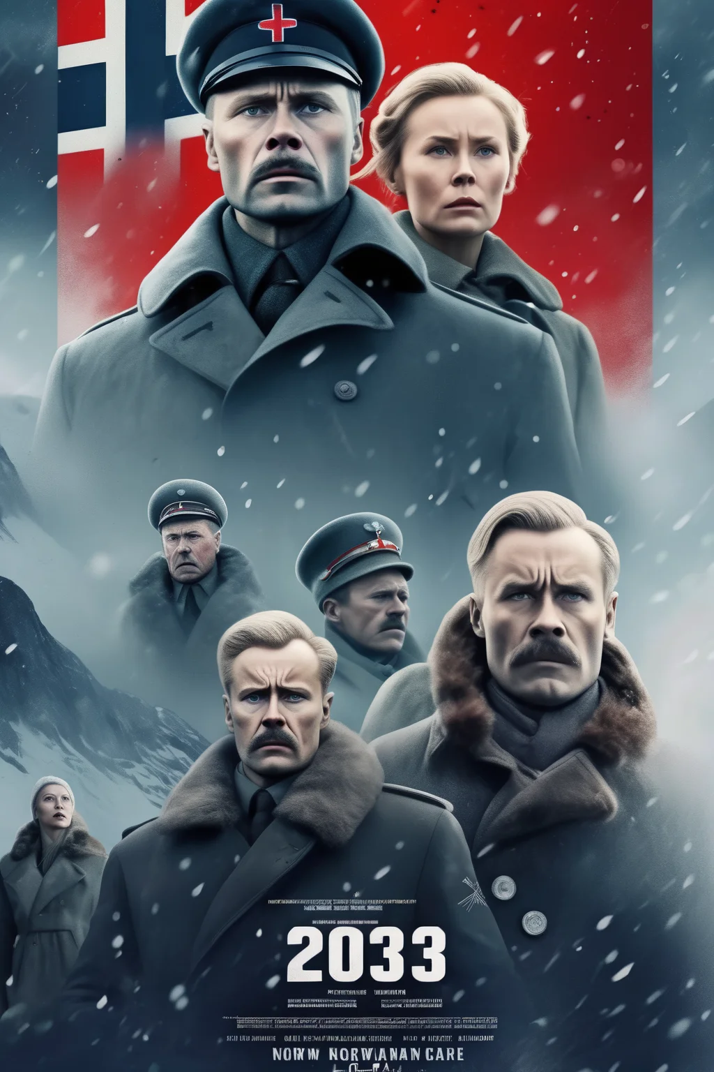 <lora:Movie Poster:1>Movie Poster - live-action movie poster for a cinematic 2023 Norwegian ww2 political drama-thriller