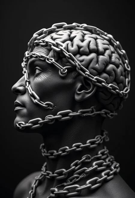 a brain wrapped in chains <lora:Dever_Flux_Enhancer:0.5>