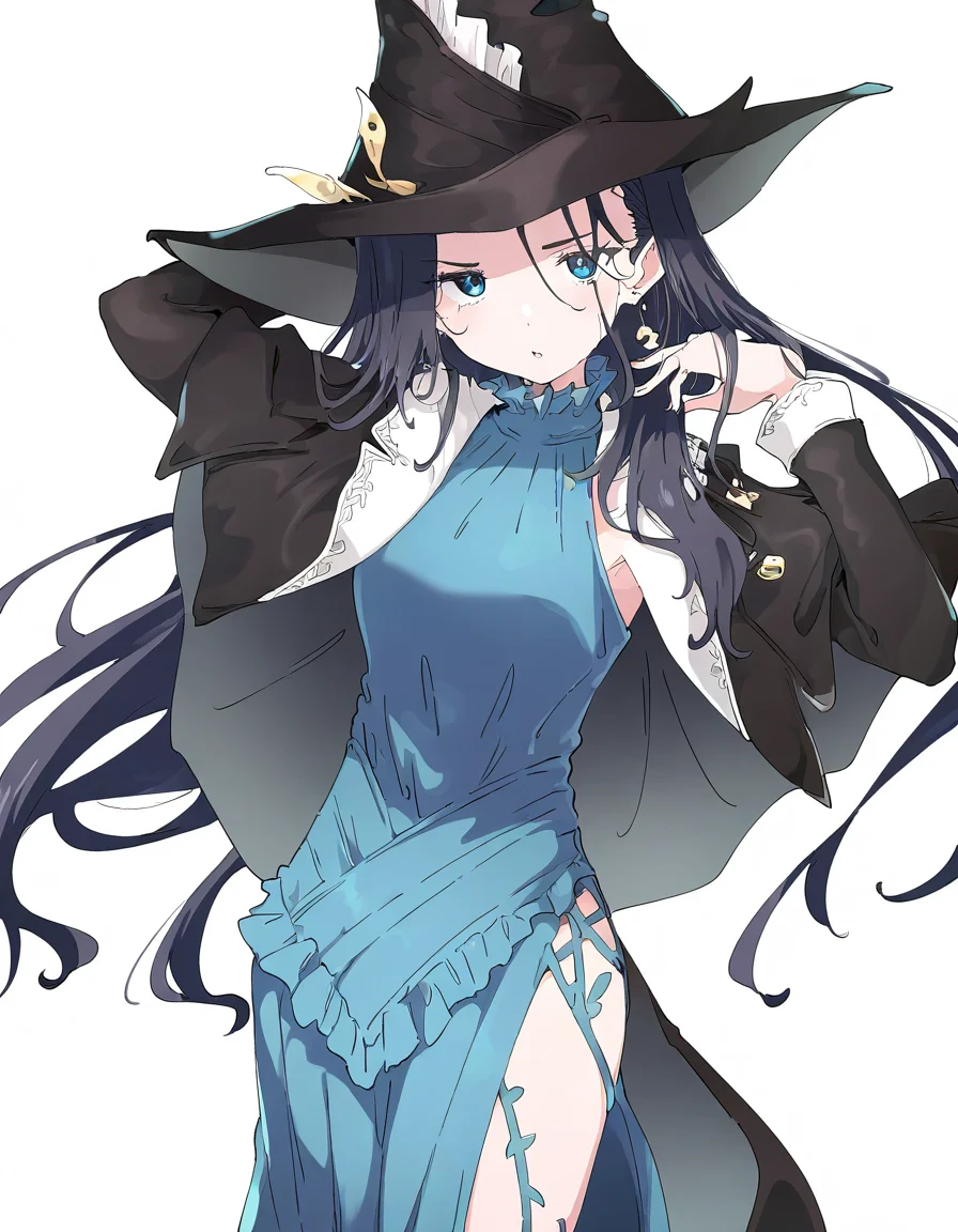 solo,1girl,dudugu,simple background,white background,looking at viewer,cowboy shot,<lora:dudugu-000014:0.9>,hat,, masterpiece, best quality, very aesthetic, absurdres,newest, incredibly absurdres,, (Ixy:0.6)),(hiten \(hitenkei\):0.7),