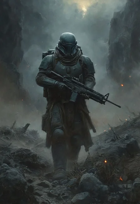 <lora:Dark-Fantasy_YOZ:1>((masterpiece, best quality, high quality, highres, ultra-detailed)),  space marines solders ,space marines soldiers using a machine gun,, oil on canvas, , (best quality, high resolution, extreme detail, outstanding composition, masterpiece:1.4), award winning, Gigginox, digital artwork by Beksinski, extremely detailed, dark, chiaroscuro, low-key,in the style of Kelly Slater ,style by Kelly Slater,closeup,digital artwork by Beksinski, style of Kelly Slate<lora:Dark-Fantasy_YOZ:1>