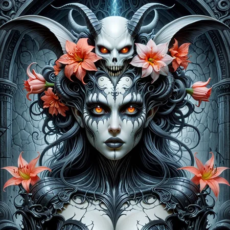 helios,psyche head and shoulders portrait of succubus with flowers aquatic motifs, by Giger, Tim Burton, Artgerm, hyperdetailed,art by greg rutkowski
<lora:helios2:1>