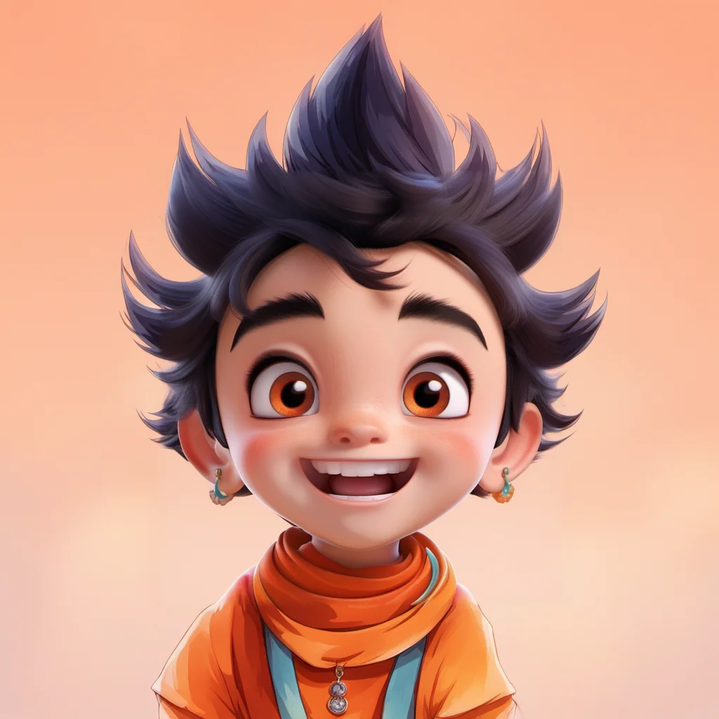 <lora:xiaoka:0.9>,xh,solo,black hair,male focus,smile,1boy,open mouth,male child,looking at viewer,brown eyes,upper body,jewelry,child,gradient background,teeth,orange eyes,short sleeves,gradient,:d,simple background,