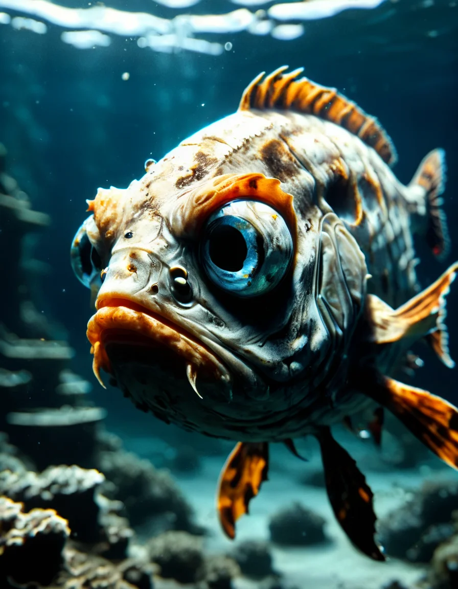masterpiece, best quality, expressive eyes, absurdres, underwater swimming, sporefish, rim lighting made out of ral-zmbyz <lora:ral-zmbyz:1>